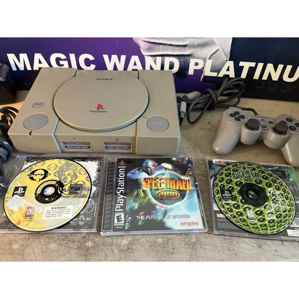 Sony PlayStation 1 PS1 Console Bundle with Controller & Cords Tested 3 Games